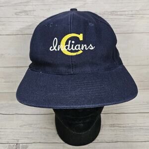 Vintage Cleveland Indians Hat Cap SnapBack Blue Script KC Brand Hat Distressed